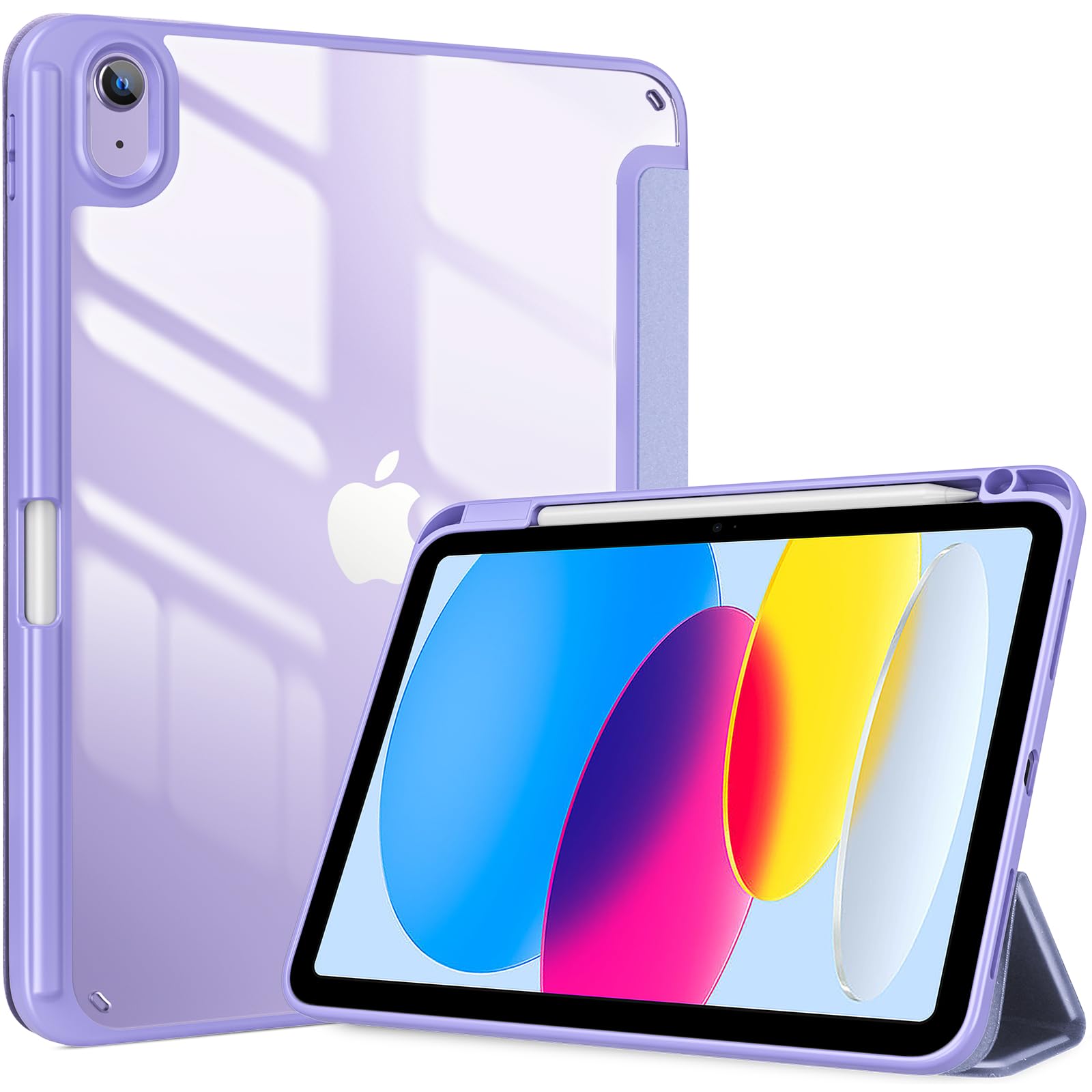 Photo 1 of ProCase for iPad (A16) 11th Generation 11 Inch 2025/10th Generation 10.9 Inch 2022 Case with Pencil Holder, Hybrid iPad 11 10 Case with Clear Back, Supports Auto Wake/Sleep -Lightpurple
