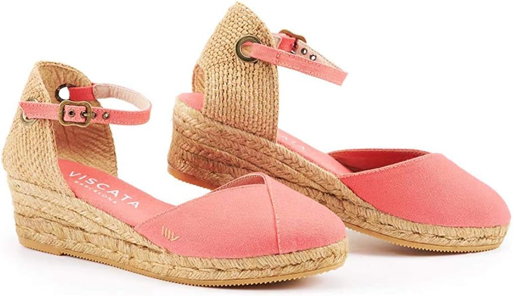 VISCATA Handmade in Spain. Pubol 2" Wedge, Ankle-Strap, Closed Toe, Classic Espadrilles Heel