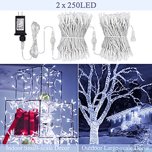 JMEXSUSS 163ft 500 LED White Christmas Lights Outdoor, Christmas String