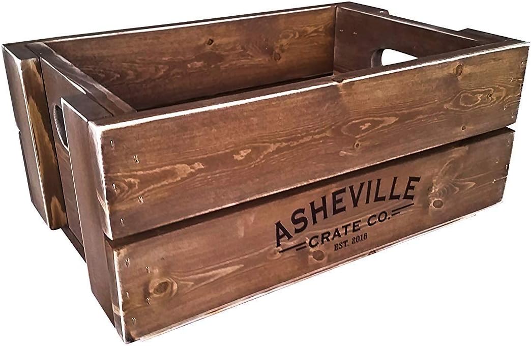 CRATECO. Sid the Kid Rustic Wooden Crate American Walnut Handmade in USA