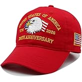250th Anniversary Eagle Flag Hat America USA Baseball Cap Embroidered 250 Year Patriotic Merchandise Cap Father Gift