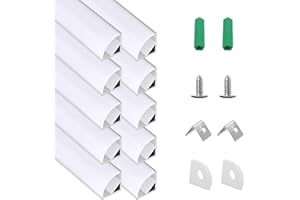 YeaLunong 10-Pack 3.3ft/1M V Shape Silver Led Aluminum Channel System with Milky White Cover, End Caps and Mounting Clips, Aluminum Profile for 10.5mm LED Strip Light Installations, Easy Installation