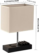 Briever USB Bedside Table Lamp with 3 USB Ports Black Wood Base view 4