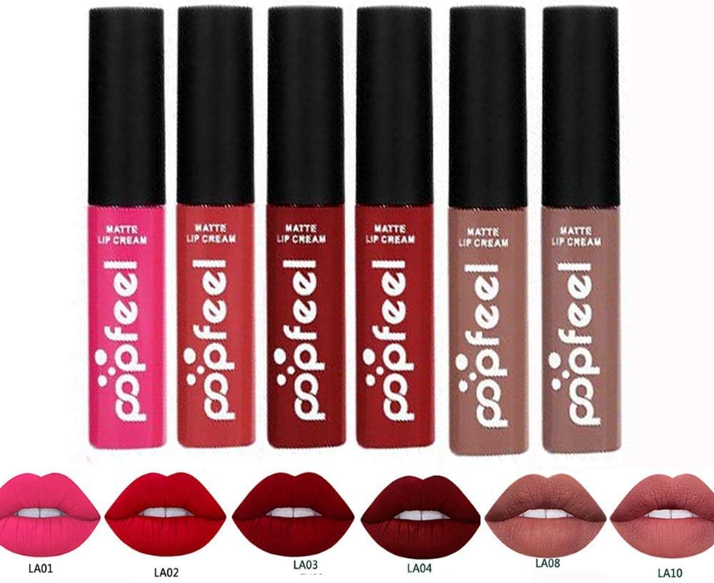 Matte Lipstick Set, Waterproof Long Lasting Liquid Lipsticks Non-Stick Cup Lipstick Set (6 colors)