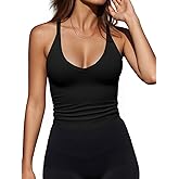 Imily Bela Womens Racerback Tank Tops Summer V Neck Ribbed Knit Yoga Workout Camisole Top