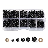 180PCS 6mm-12mm Solid Black Eyes with