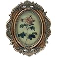 CISOO Vintage 4x6 Oval Picture Frame Antique Photo Frame Table Top Display and Wall Hanging, Retro Home Decor, Ornate Photo Gallery Art (Bronze Gold)
