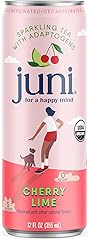 Juni Sparkling Adaptogen Drink with Ashwagandha, Lion’s Mane & Reishi Mushrooms, Decaffeinated, Cherry Lime 12 FL Oz