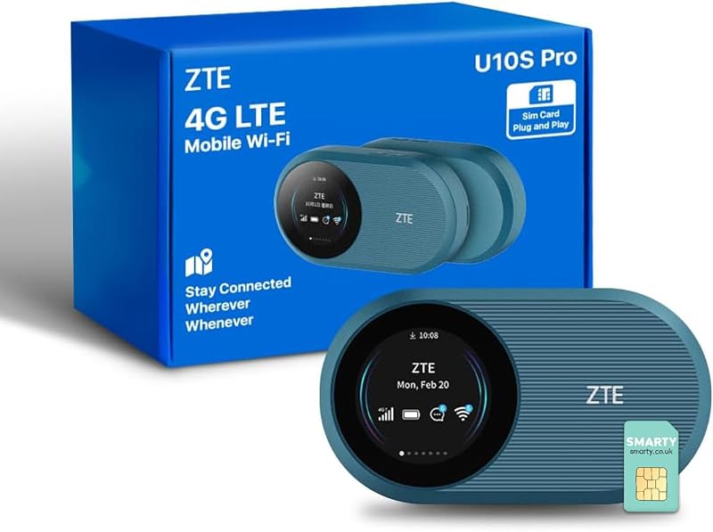 ZTE U10S Pro Blue 4G MiFi Router Portable Hotspot 32 Devices 3000mAh
