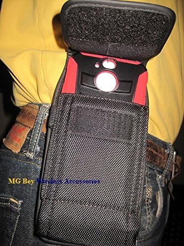Canvas Nylon Extended MedNXT XX-large Horizontal / Vertical Black Holster Pouch W/fixed Belt Clip Fits Samsung Galaxy J3 Emerge/ J3 Luna Pro/ Express Prime 2/ J3 (2017) J327 Hybrid Protector