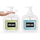 Segbeauty Refillable Foaming Soap Dispenser, 2pack 16.9oz Square Plastic Foam Soap Pump Bottles, 500ml Empty Foaming Dish Soap Dispenser Soap Dispensers Foam for Shampoo Conditioner Bathroom Decor
