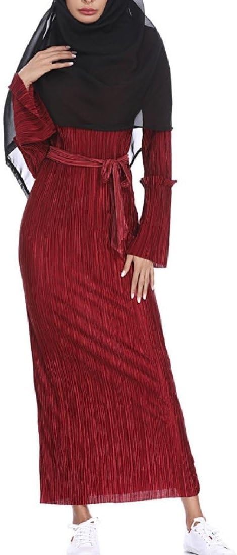 Winwinus Women's Muslim Fashion Loose Solid Eid Abaya Maxi Dress