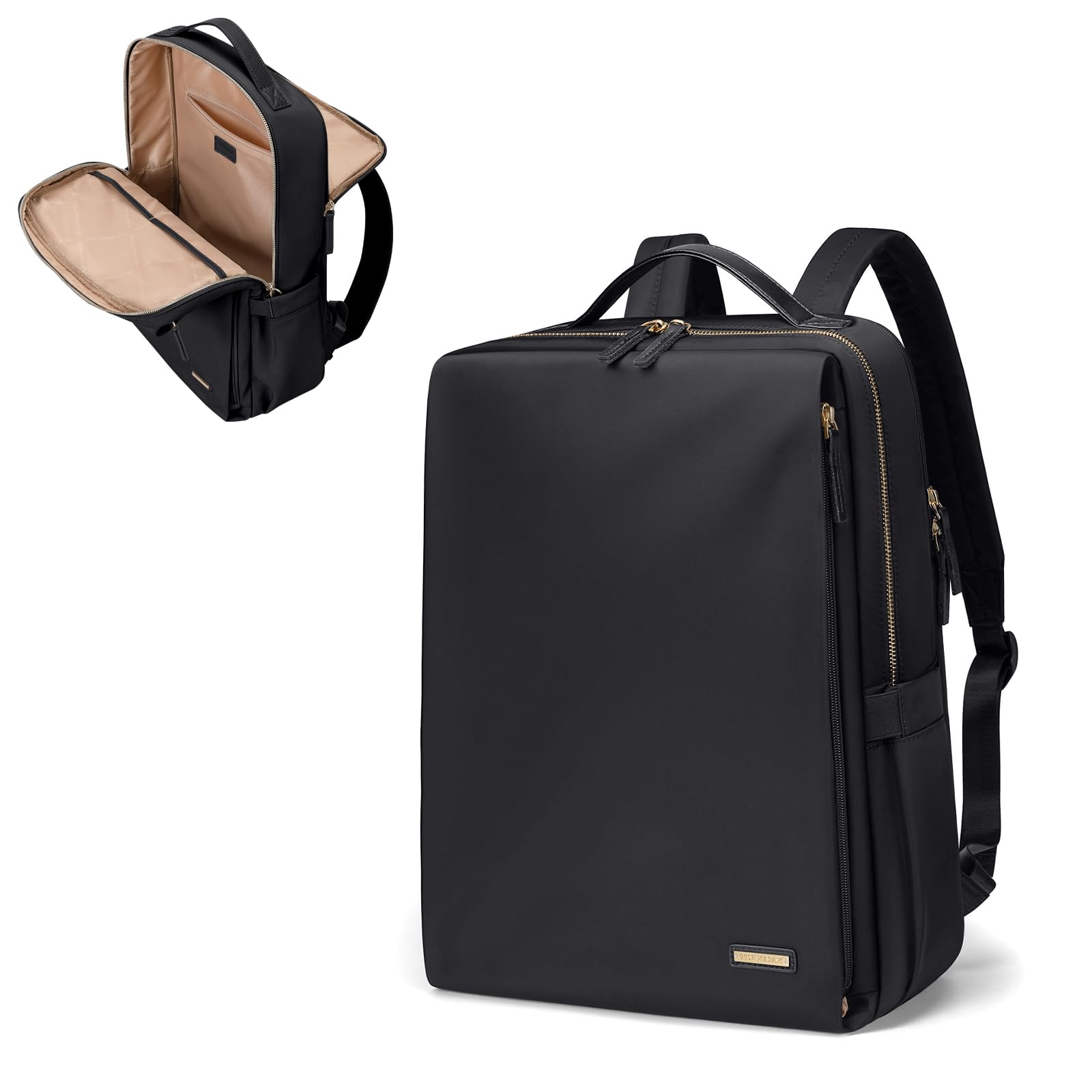 GOLF SUPAGS Stylish Laptop Backpack for Women Airline Approved Perfect for Work College and Travel Multi-Functional Casual Daypack Fits 15.6 Inch Notebook (Black)