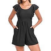 Smismivo Swim Romper One Piece Swimsuit with Built in Bra and Pockets Modest Bathing Suit with Short Full Coverage Swimwear