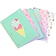 Yoobi College Ruled 8 x 10.5” Spiral Notebook Set – Bulk 6-Pack of 1 Subject Notebooks, Variety of Cute Designs – 100 Perforated 3-Hole Punched Sheets, For School, Office & Home