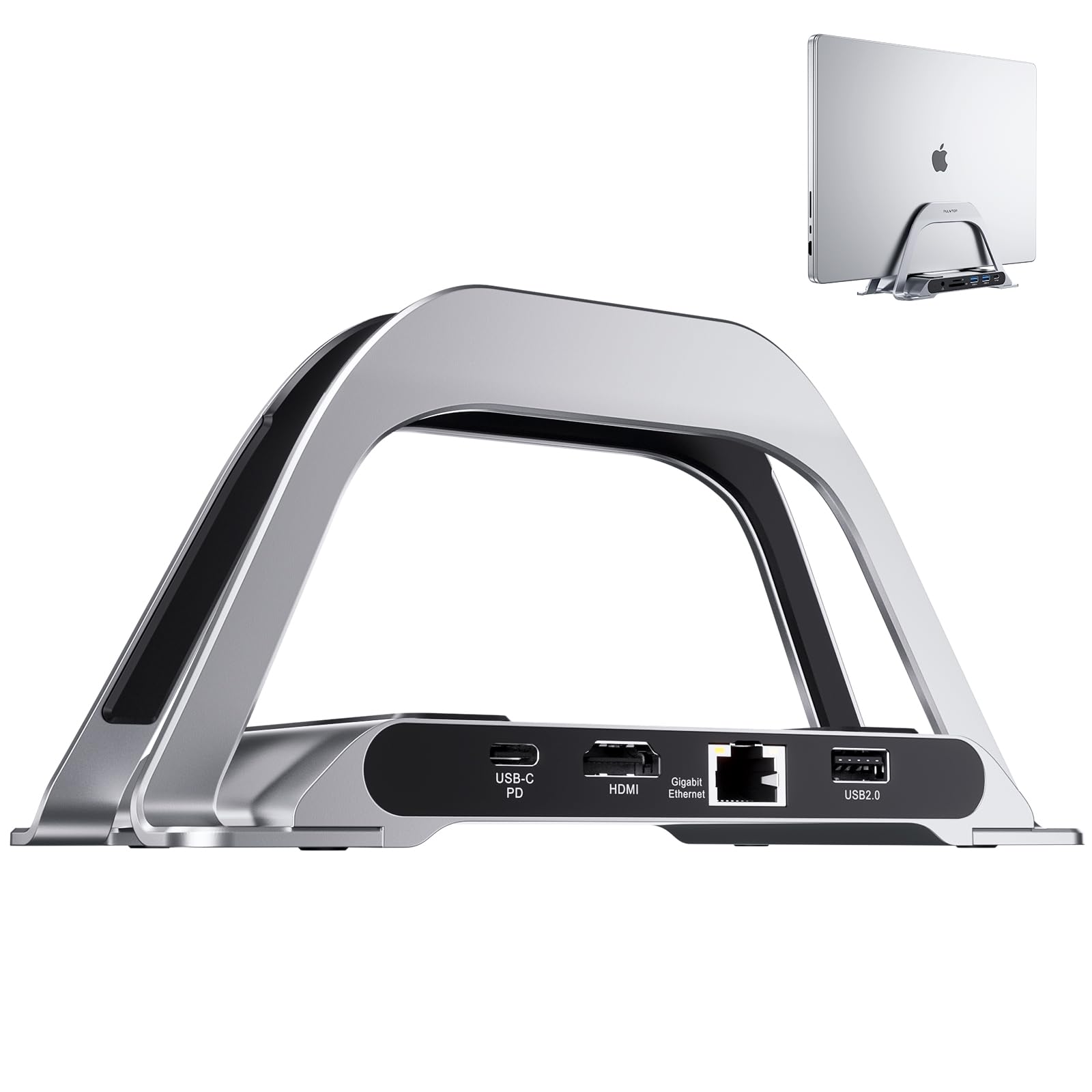 PULWTOP Vertical USB C Docking Station for Laptops, 10 in 1 USB C Dock with Stand, 4K@30Hz HDMI, USB 3.0, SD/TF, Gigabit Ethernet, 100W PD, 3.5mm Audio, Docking Stand for Dell/HP/Macbook Pro/iPad