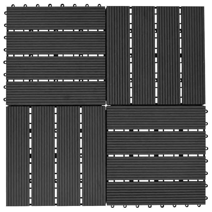 Festnight 11pcs WPC Decking Tile Set Square Deck Tiles Perfect for