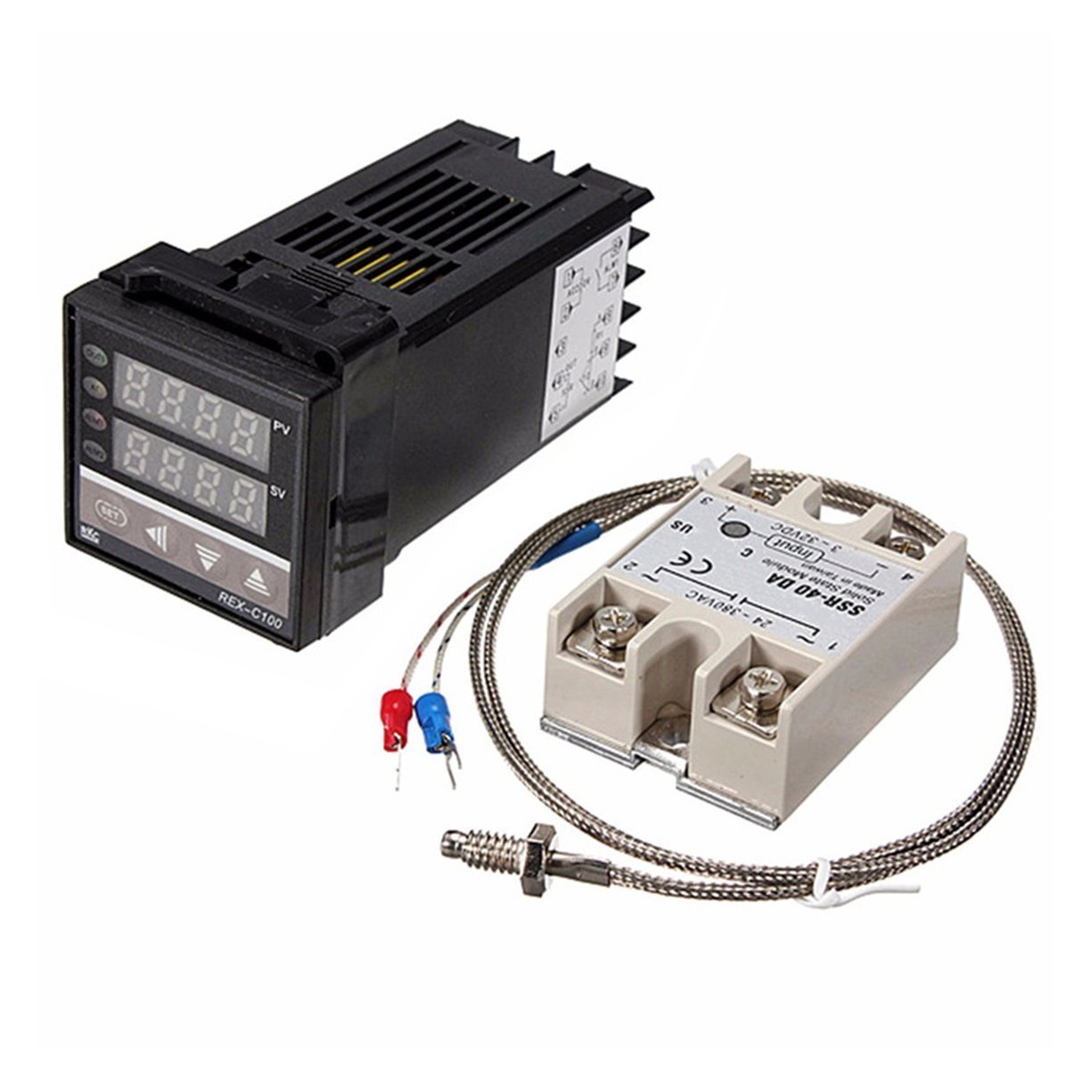 Digital 220V PID REXC100 Temperature Controller with Max.40A SSR and K