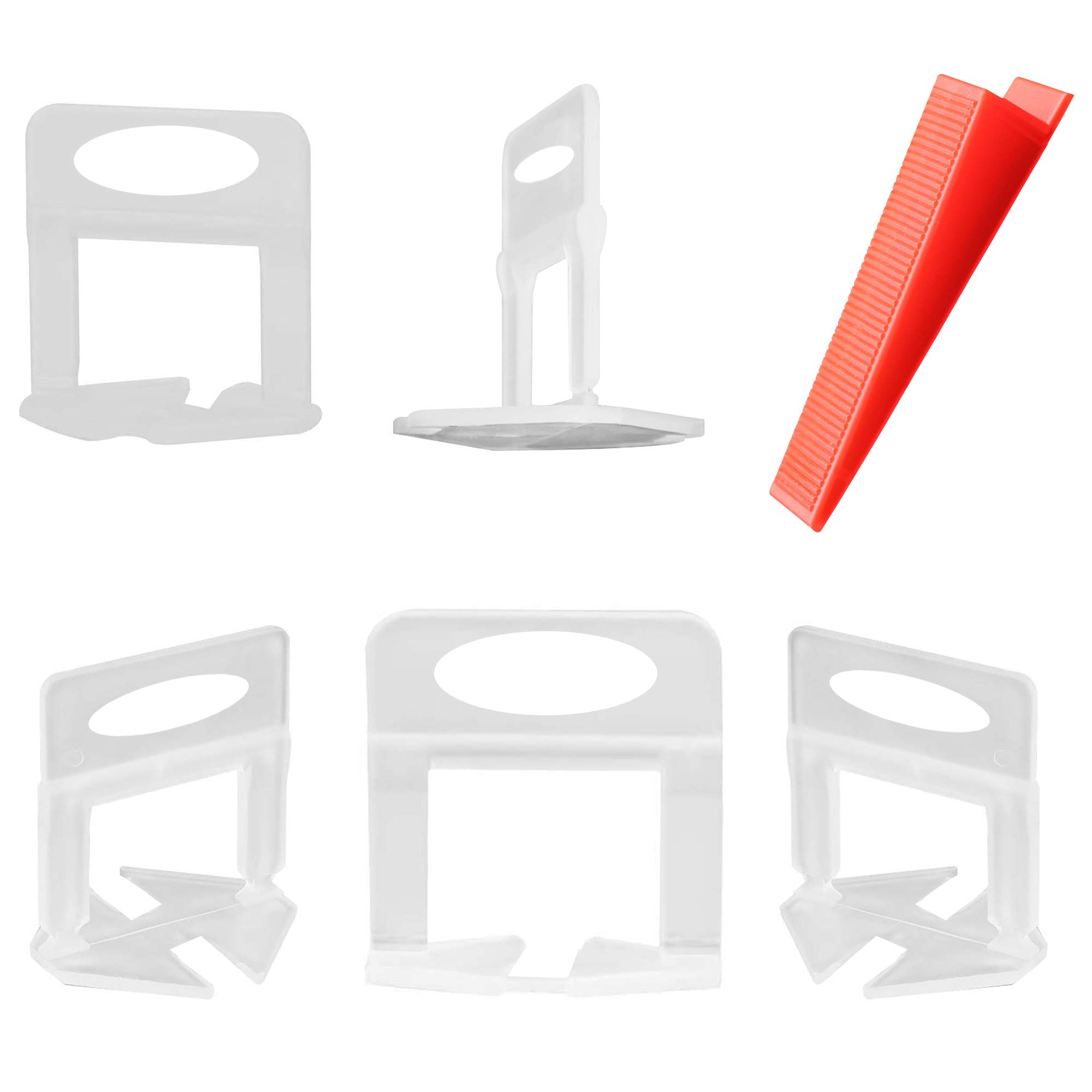 600 pcs Tile Leveling System 2mm,500 pcs Tile Spacer Clips,100 pcs Reusable Wedges, for Floor Tile Spacers Wall,Ceramic Tile and Stone Installation