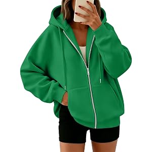 Zip Up Hoodie Women Lightweight Fleece Jacket Oversized Hooded Sweatshirt | Y2k,Casual,Athletic,Workout,Sweat,Jackets,Cute,Co