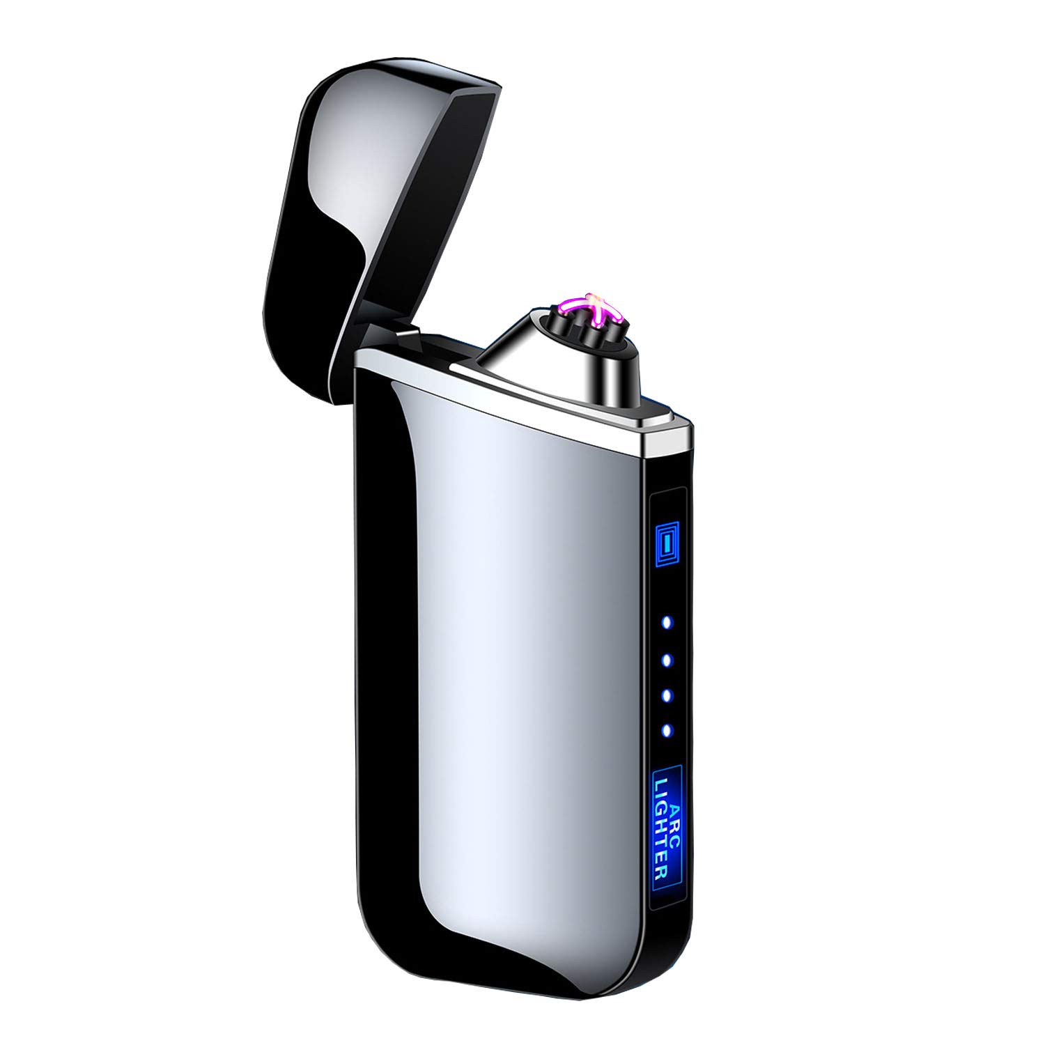Saibit Electric Arc Lighter, USB Rechargeable, Windproof, Flameless, Multi-purpose, Zinc Alloy, Sleek, Black