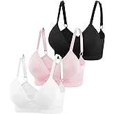 Eleplus 3 Pieces Deep V Wireless Bras for Women Seamless Comfy Bralettes Lightly Lined Multicolors Pack