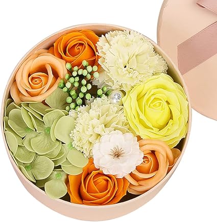Amazon Co Jp Pichidr Jp ソープフラワー 花束 新年とバレンタインデークリエイティブギフトアロマテラピーソープフラワーエターナルフラワーローズホームと女性のための小さな丸い箱 パソコン 周辺機器