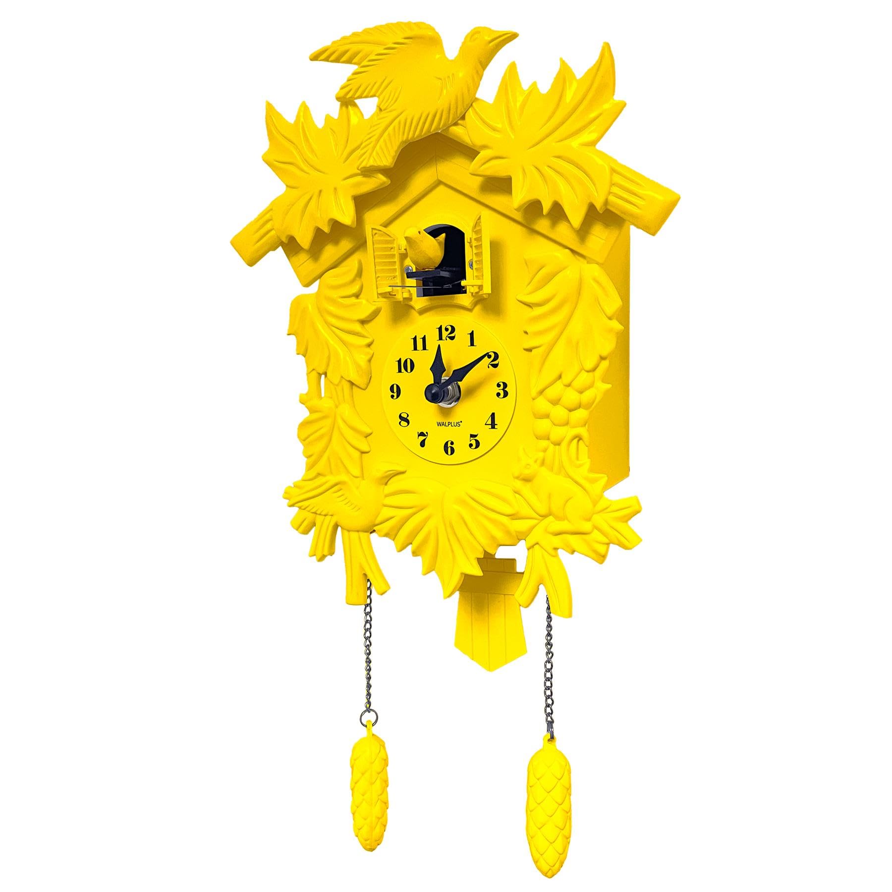 WALPLUS 20.2x37cm Yellow Vintage Cuckoo Clock With Cuckoo Call Simple Fashionable antique style Pendulum Clock Home DIY Decoration Office Accessories Minimalist Design Bedroom Decor Stylish Living