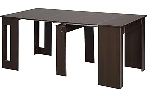 HOMCOM Extendable Dining Table, Expandable Kitchen Table for Small Spaces, Seats up to 6 People, Dark Brown