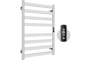 Colliford Towel Warmer,8 Bars Stainless Steel Towel Warmer with Shelf - Features Intelligent Touch Screen Timer and Hardwired