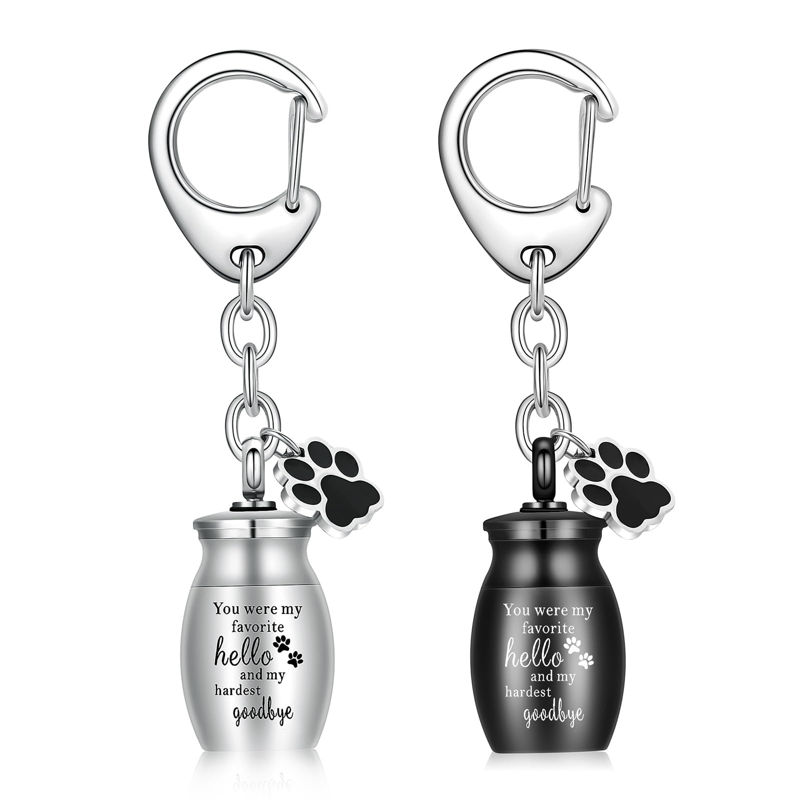 AIWENXI Pet Urn Keyring for Dog Cat Ashes Small Pet Keepsake Cremation Pendant Paw Print Memorial Urn