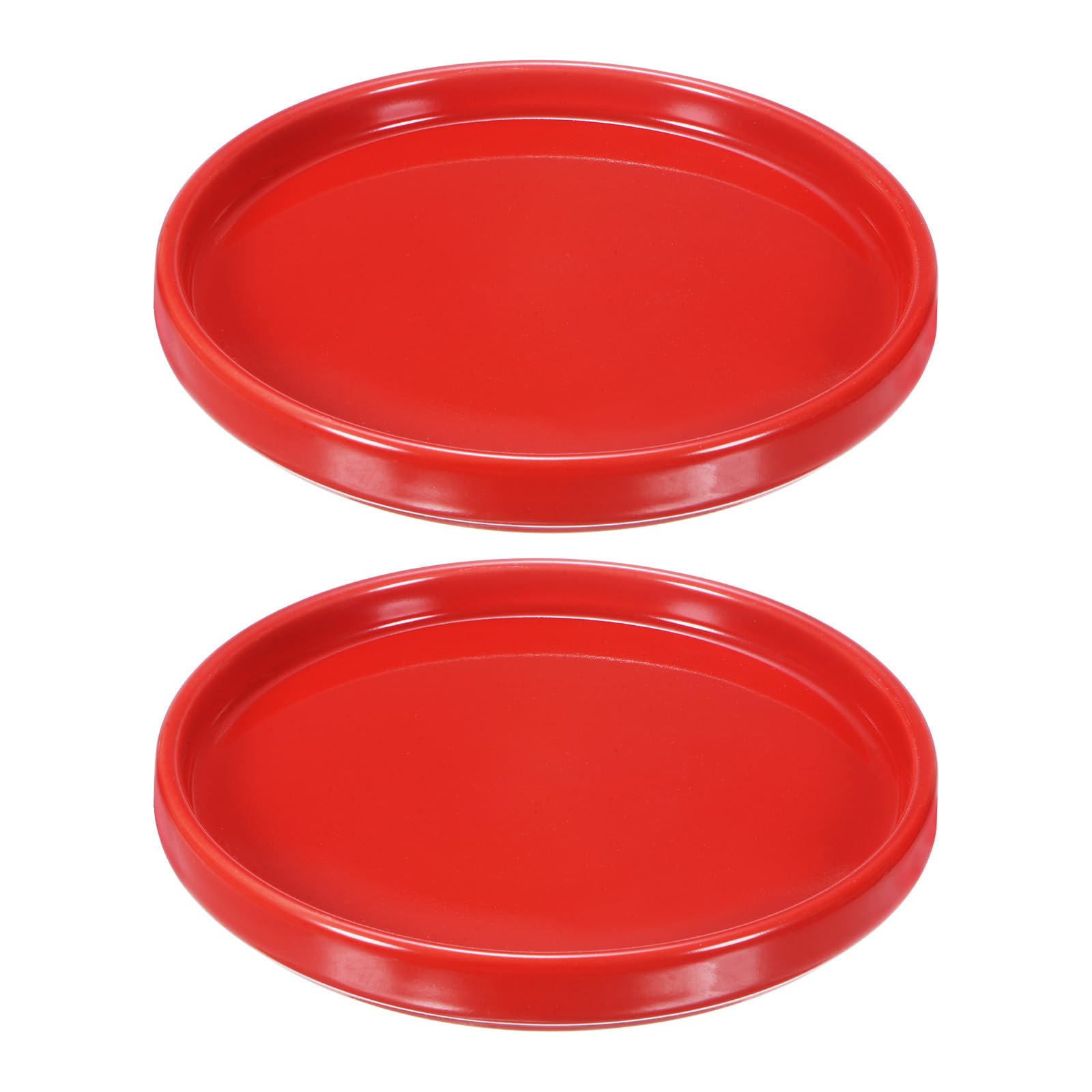 M METERXITY 2-Pack Ceramic Plant Saucer, 5.4 Inch OD Round Plant Saucers Flower Pot Saucers for Indoors/Outdoors Plant Pot, Ceramic Drain Tray [Red]