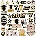 BESTOMZ 2017 Graduation Stickers Decal 40 Different Patterns for Wall Window Album Decoration Party Supplies (Gold)