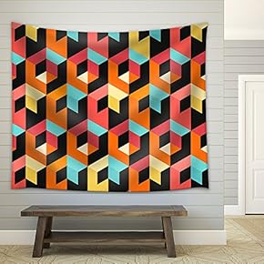 Vector - Seamless Geometric Pattern. Abstract Geometric Background Design. Vector Illustration. - Fabric Wall Tapestry Home Decor - 51x60 inches