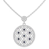LUSTRE AND LIGHT Natural Gemstone with Moissanite with Moissanite Designer Round Pendant Necklaces for Women in Silver/18K Yellow/Rose Gold Vermeil, Birthstone Jewelry Gifts for Her Birthday