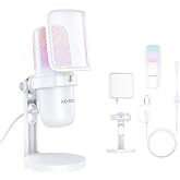 Ko-Star USB Condenser Microphone, Gaming Mic for PC/PS5 Podcast Streaming | White, RGB, Plug &amp; Play, Noise Reduction, Pop Filter, Quick Mute, Shock Mount, for PC/PS5 Discord Twitch ASMR YouTube Record