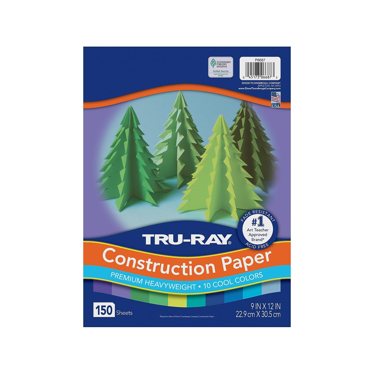 Tru-Ray Construction Paper, Cool Colors, 150 Sheets