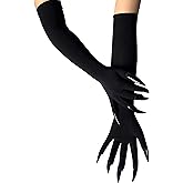 Ylapagne Halloween Paw Claws Gloves with Nails Fingernails Horror Devil Gloves Black Party Glove for Cosplay Carnival