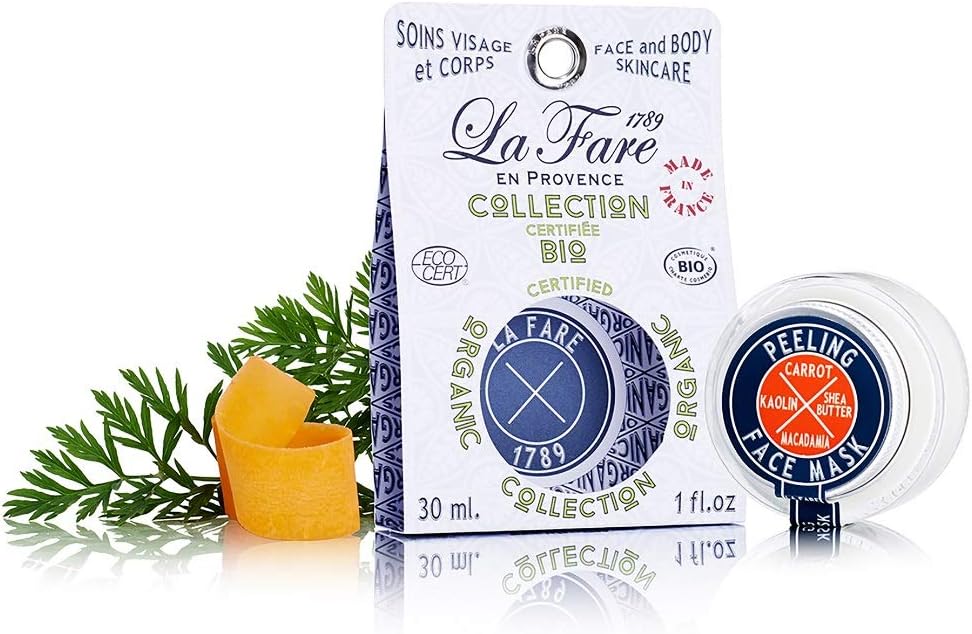 La Fare 1789, Organic Peeling Face Mask, Aloe Vera & Kaolin, Creamy, Thick and Earthy, 30 ml / 1 fl.oz
