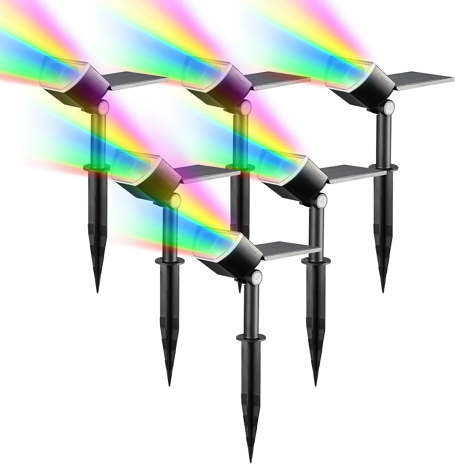 Lighting - Linkind Solar Spot Lights Outdoor, Halloween Decoration RGB Color Changing Solar Spotlight, IP67 Waterproof Adjustable Solar Panel, Solar Colored Spot Lights for Yard Patio Trees, 6 Pack