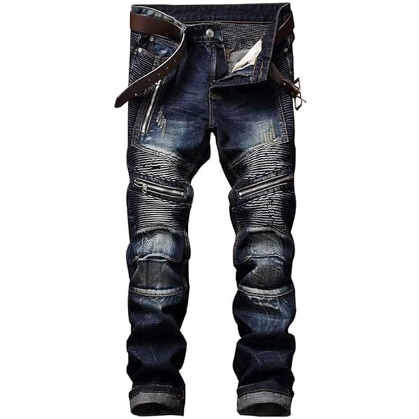 RXXKKK Men's Classic Zipper Biker Regular Fit Flex Jean (28