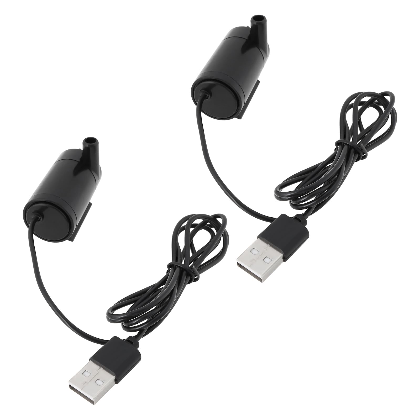 YINETTECH 2pcs DC 3-5V 1A Mini Wasserpumpe USB Micro Submersible Motor Pump PVC Tubing for Fish Tank Pond Fountain Aquarium Garden Black