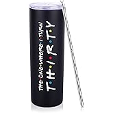 Neapth 30th Birthday Gifts For Her 30th Birthday Gifts For Women 20oz Skinny Travel Tumbler Happy 30 Year Old Bday Presents For 1995 Born Woman Female Friend Sister Black Turn Thirty Wine Cup