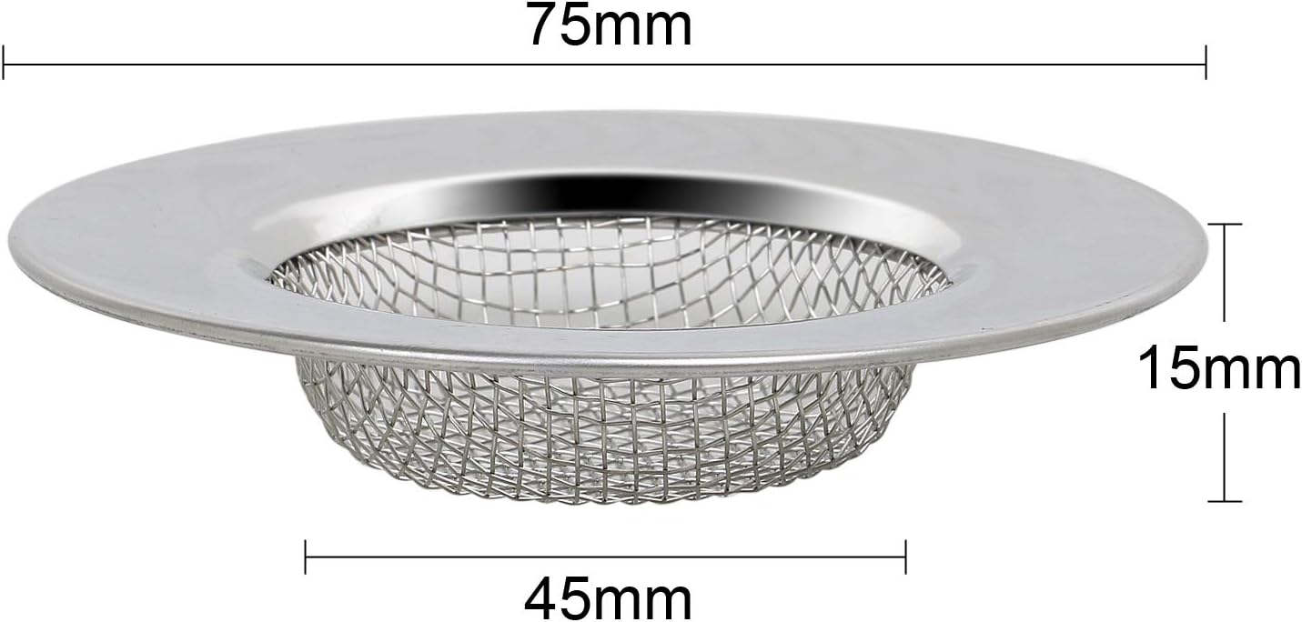 TRIXES 2PC Sink Strainers for Shower, Plug Hole Hair Catcher, Fits Bath or Kitchen Sink Plugholes - Image 4