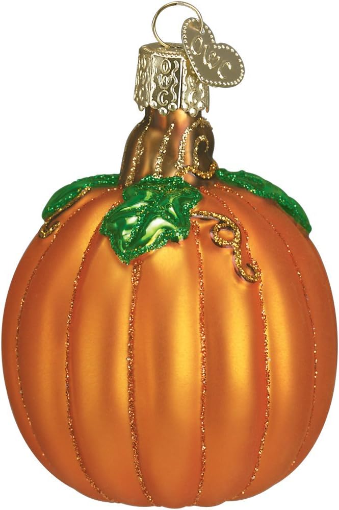 Ornaments - Old World Christmas Thanksgiving Blown Ornaments for Christmas Tree, Pumpkin Glass