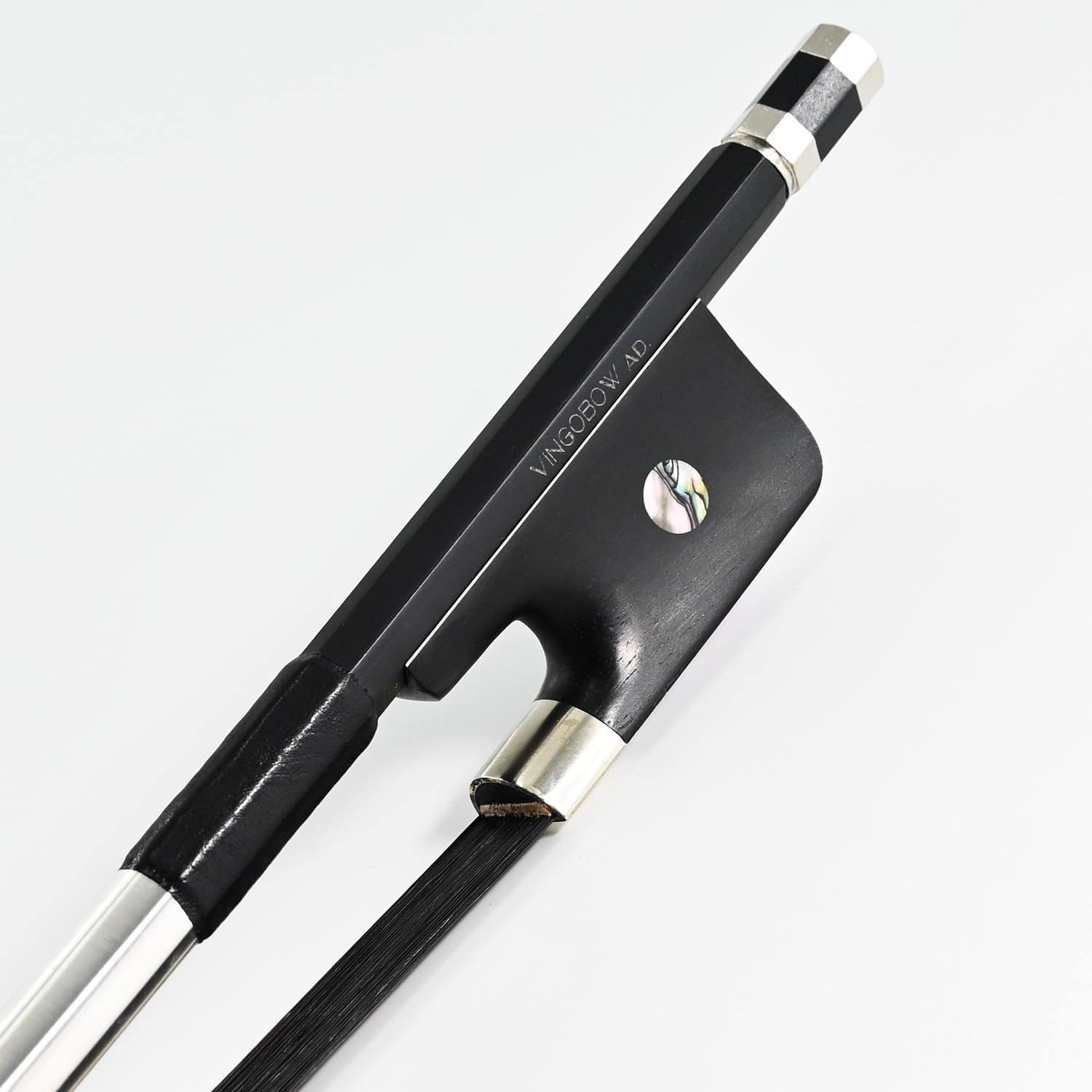 3/4 Size Carbon Fiber Upright Double Bass Bow VINGOBOW French Model 100BFB 70.5 cm for Professional Player Ebony Frog Unbleached Mongolian Black Horse Hair Pernambuco Performance Powerful Tone