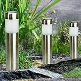 Solar Lights,Sogrand 6pcs Garden Path Light Stainless Steel Round Bollard 6pcs White LED Landscape Lighting for Pathway Walkway Driveway Patio Yard