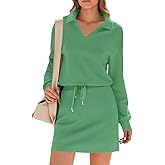 Fisoew Womens 2 Piece Outfits Casual Polo V Neck Sweatshirt High Waisted Skort Skirts Running Tracksuit Sets