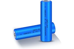 QOJH 2 Pack 3.7 Volt 18650 Rechargeable Battery, 3000mAh Button Top Lithium Battery for Flashlight, Headlamp