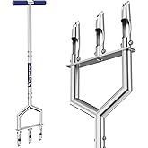 Heavy Duty Steel Hollow Tine Core Aerator for Clay Soil, Non-Clog - Blue | Anti-Clogging Beveled Tines, Compacted Soil &amp; Clay Friendly, Replaceable Tines, Wide Foot Plate, Semi-Assembled